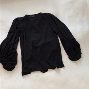 Black, chiffon bell sleeve top